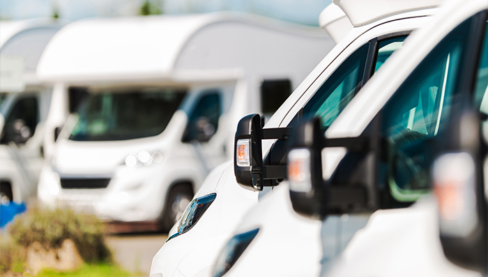 RVs sitting in a lot